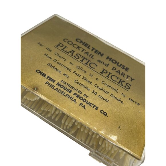 Vintage Chelten House Cocktail and Party Ivory Plastic Picks 36 count MCM - Picture 2 of 5